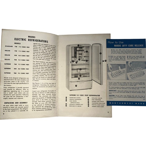 1953 Wards Refrigerator Owners Guide Manual Montgomery Ward Operation Maintance - Picture 2 of 4